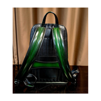 Sac à dos en cuir de crocodile véritable de haute qualité, élégant, exotique, personnalisé, couleur patine, grande capacité