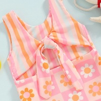 2025 été filles une pièce maillots de bain maillots de bain enfants Bikini maillot de bain réversible à carreaux marguerite Floral bébé filles maillot de bain