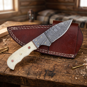 Custom handmade Damascus steel <b>knife</b> Camel <b>bone</b> <b>handle</b> hunting <b>knife</b> Handcrafted skinner <b>knife</b> - Product Image 4