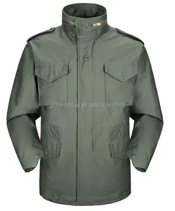 Color sólido de almacenamiento de cremallera con capucha cuello mens impermeable chaqueta militar