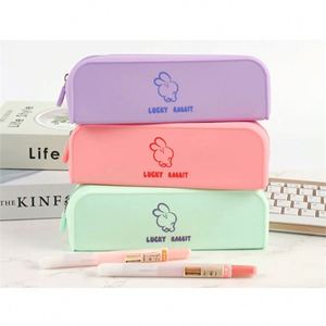 <b>Large</b> Capacity Silicone Zippered Pencil Case Water Leak Resistant Pen <b>Box</b> Novelty Kids' <b>Gift</b> - Product Image 1