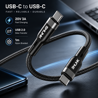Nuevo Cable USB Tipo-C de Nailon con Alivio de Tensión Extendido, 1m, 20V 3A, Carga Rápida, Cobre Puro, Transferencia de Datos USB 2.0 para Teléfono Móvil, 12 Meses OEM