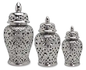 J132 Nordic Indoor Furnishing Craft Ornament Ceramic Silver Vase Big Decorative Ginger Jar Vase For Home Decor Luxury