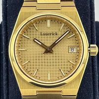 Jam Tangan Otomatis Pria PRX Lapis Emas Terintegrasi Baja Tahan Karat Mesin ETA Dial Tekstur Bercahaya T137 Jam Mekanik Laris