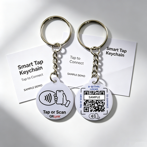 Porte-clés RFID étanche en PET/PVC <span class=keywords><strong>avec</strong></span> puce NFC ISO 1K 13,56 MHz et code QR personnalisé pour paiement et contrôle d'accès en hôtel - Product Image 2
