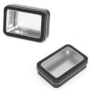 Caja de Metal Plateada Negra en Stock, Envases de Regalo Personalizados con Inserto de Espuma - Product Image 1