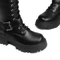 Bottes hautes à plateforme pour femmes OEM Bottes de moto gothiques à lacets Bottes hautes d'équitation à fermeture éclair à la mode
