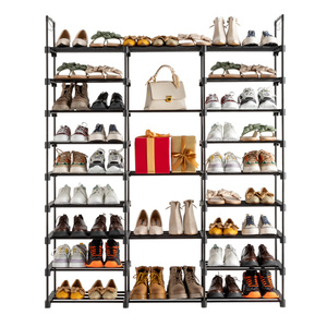 Étagère à chaussures empilable à 9 niveaux DB, capacité de 50 à 55 paires, organisateur de rangement en métal au design simple pour entrée, construction en acier au carbone - Product Image 6
