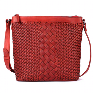 New Arrival Women's Genuine Leather Cross Body Bag Diamond Lattice Pattern Zipper Closure <b>Red</b> Daily Use <b>Handbag</b> From India - Product Image 1