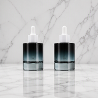 Flacon compte-gouttes en verre cosmétique, boîte carrée personnalisée, capacité 30ml 50ml, flacon compte-gouttes à épaule plate pour sérums et huiles, vide pour remplissage de crèmes