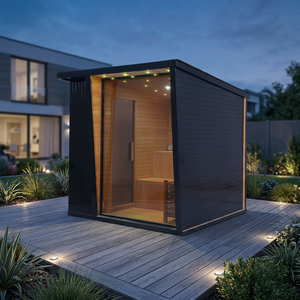 10% de Descuento en Cabina de Sauna Tradicional para Exteriores, Negra, Cuadrada, Ecológica, de Madera de Hemlock y Cedro, con Calentador de 6KW, para 4-6 Personas, Bienestar en el Patio Trasero - Product Image 1