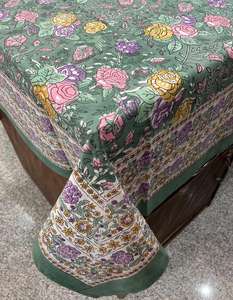 Mantel de algodón estampado Handblock de fabricante indio, cubierta de mesa OEM para fiesta en casa o Banquete, ropa de cama con estampado Floral - Product Image 4