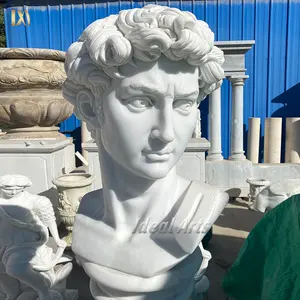 花园装饰手工雕刻天然白石罗马希腊头大理石半身像大卫雕塑
