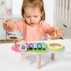 Hot Style Montessori Xylophone Bois Instruments de <span class=keywords><strong>Musique</strong></span> Tambour Jouet pour 0-4 Ans Enfants pour Tout-Petits Garçons et Filles - Product Image 2