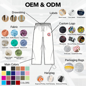 Pantalon de survêtement large pour homme <span class=keywords><strong>Essentials</strong></span>, taille haute, en molleton épais, style streetwear, avec poches - Product Image 3