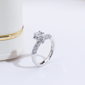 Anillo de diamantes cultivados en laboratorio Messi Jewelry MSR-2034 PT950 de forma redonda para mujer - Product Image 2