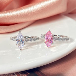 Colección de Anillos de Latón con Circonita Rosa de Moda para Mujer, Regalo de Boda, Chapado en Oro de 18K y Rodio - Product Image 5