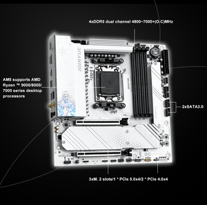 Combo de Placa Base JGINYUE <span class=keywords><strong>B650E</strong></span> Snow Dream <span class=keywords><strong>AM5</strong></span> M-ATX para Ry 7000 8000 9000 series 7800X3D/9800X3D Escritorio DDR5 RAM PCIe5.0x16 - Product Image 6