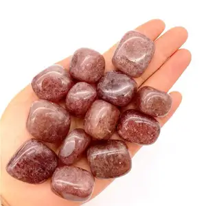 Wholesale Crystals cubes natural red strawberry quartz crystal square tumbled stone for home decoration