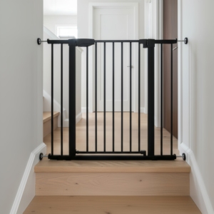 Barrière <span class=keywords><strong>de</strong></span> sécurité pliable moderne et durable en fer pour chiens avec double verrouillage pour escaliers - Barrière sécurisée pour animaux <span class=keywords><strong>de</strong></span> compagnie - Product Image 2