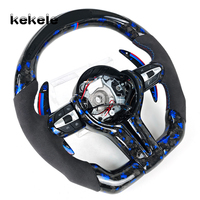 Volant de direction en fibre de carbone forgé LED personnalisé avec palettes de changement de vitesse pour BMW M3 F20 F30 M5 F10 F01 F32 F22 Volant de voiture