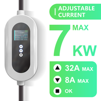 Chargeur portable OEM ODM 7kW 32A à courant réglable, chargeur AC d'urgence Type 2 pour véhicule électrique BYD
