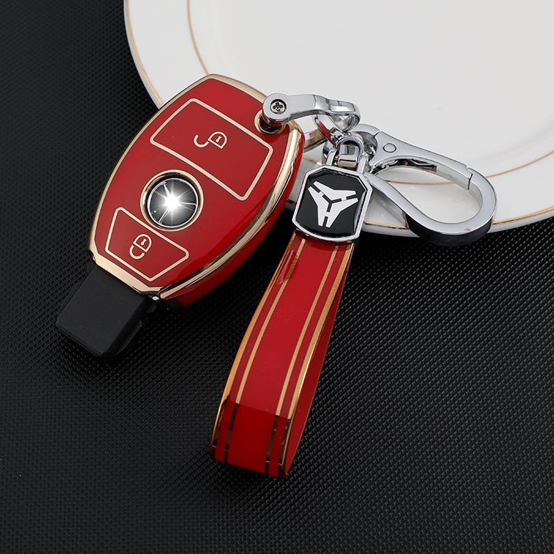 Cache bouton 2 pièces + Porte-clés TPU - Rouge