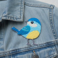 Patchs brodés de haute qualité en forme de petits animaux, badges appliqués personnalisés mignons, patchs brodés thermocollants tendance, motif oiseau