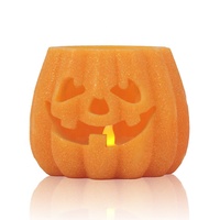 Jack O'Lantern Kürbisförmige Batteriebetriebene Bernsteinfarbene Flackernde LED-Kerze für Halloween-Dekoration