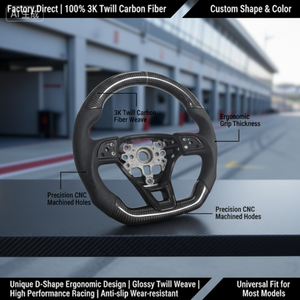 <span class=keywords><strong>Volant</strong></span> de direction en fibre de carbone en forme de D, ergonomique, performance racing, universel, pour améliorations intérieures de voiture - Product Image 2
