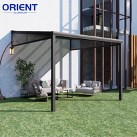 Couverture de terrasse extérieure en aluminium de haute qualité, imperméable, avec toit en polycarbonate, véranda en verre, pergola