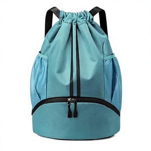 Shagaf Sports Wear Nylon <b>Drawstring</b> <b>Backpack</b> 30-40L Cream with Black Zipper Pocket and Straps - Product Image 1