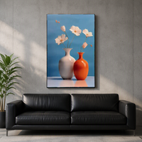Décoration d'intérieur moderne, peinture à l'huile en relief 3D écologique peinte à la main, vase à fleurs coloré, peintures sur toile texturée