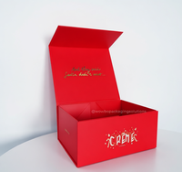 Caja de Regalo de Papel Roja de Lujo Personalizada con Cierre Magnético, Impresión de Logotipo en Lámina Dorada y Cartón Rígido para Empaque Premium