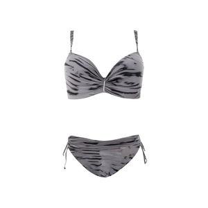 Costume da bagno bikini taglie forti HDJ con controllo pancia, push-up, stampa animalier, laccetti laterali e coulisse, set 2 pezzi, abbigliamento da spiaggia da donna - Product Image 1