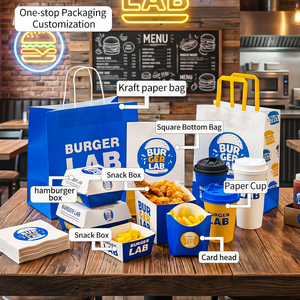 Boîtes en carton blanc biodégradable et recyclable imprimées sur mesure pour les en-cas rapides, les hamburgers, les frites, les plats frits - Product Image 3