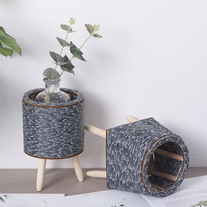 Wicker Flower <b>Pot</b> With Stand Indoor Plant Container For Desktop Office Home Gardening Decorative Planter For <b>Succulent</b> Green - Product Image 1