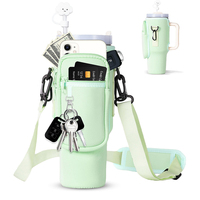 Housse de tasse en néoprène 40 oz, pochette porte-bouteille d'eau, sac de transport pour bouteille d'eau avec poche pour téléphone pour gobelet isotherme 40 oz