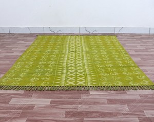 Organic Green Cotton Kilim <b>Rug</b> Handmade Luxury <b>Boho</b> Style Carpet Washable Non-Slip Travel Home Decor - Product Image 1