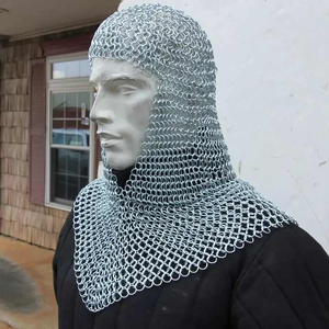 Authentique cotte de mailles en aluminium médiévale Capuche complète Cosplay de qualité supérieure Cadeau de reconstitution Armure plaquée antique faite à la main - Product Image 4