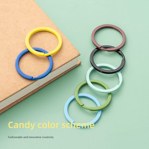PD433-448 đầy màu sắc 30 mét sắt sơn vòng tròn phẳng Keychain kim loại Keyring cho DIY trang sức phụ kiện - Product Image 4