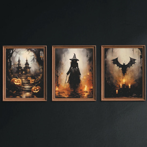 SQ recién llegado decoración de pared de Halloween <span class=keywords><strong>pintura</strong></span> lienzo impresiones calabaza casa embrujada <span class=keywords><strong>bruja</strong></span> murciélago lienzo <span class=keywords><strong>pintura</strong></span> - Product Image 4