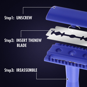 Kinghood Eco Friendly Classic Women Bikini Shaving Blue Metal Handle Double Edge Manual Safety <strong>razor</strong> Dropship - Product Image 2