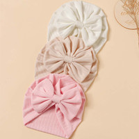 Gorro de Jacquard Elástico de Poliéster para Bebé, Gorro Sin Borde con Lazo Grande, Suave, Transpirable y Cálido para Invierno, Estilo Indio
