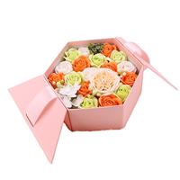 Kotak Hadiah Mawar Grosir Kustomisasi Kotak Heksagonal Bunga Sabun Hadiah untuk Pacar Hadiah Liburan Hadiah Bunga Buatan Tangan