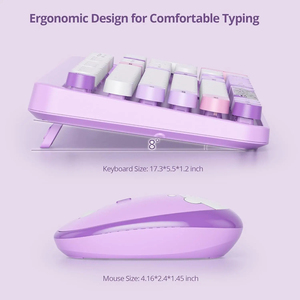 MOFII 2,4G Teclado inalámbrico y peine de ratón Juego de teclado y ratón de dibujos animados de color rosa lindo para oficina en casa - Product Image 6