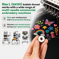 144 bobines de fil blanc pré-enroulé de type L (SA155) avec côté en plastique pour broderie commerciale et domestique