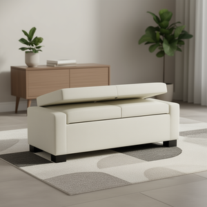 Banco Otomano Rectangular de 50 Pulgadas con Tapa Abatible de Tela, Almacenamiento Oculto, Diseño Moderno, Mueble para Sala de Estar, Dormitorio, Entrada - Product Image 2
