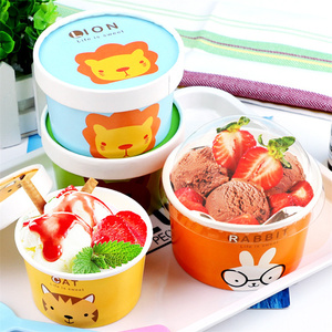 RTS <strong>Disposable</strong> Custom Logo 4oz 5oz 6oz Kids Mini Paper Ice Cream <strong>Cups</strong> Food Packaging <strong>Cute</strong> Ice Cream <strong>Cup</strong> With Lid and Spoon - Product Image 1