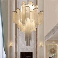 Lustre suspendu vintage en aluminium avec franges à pampilles pour hôtel, restaurant, château, villa, hall, salon, escalier